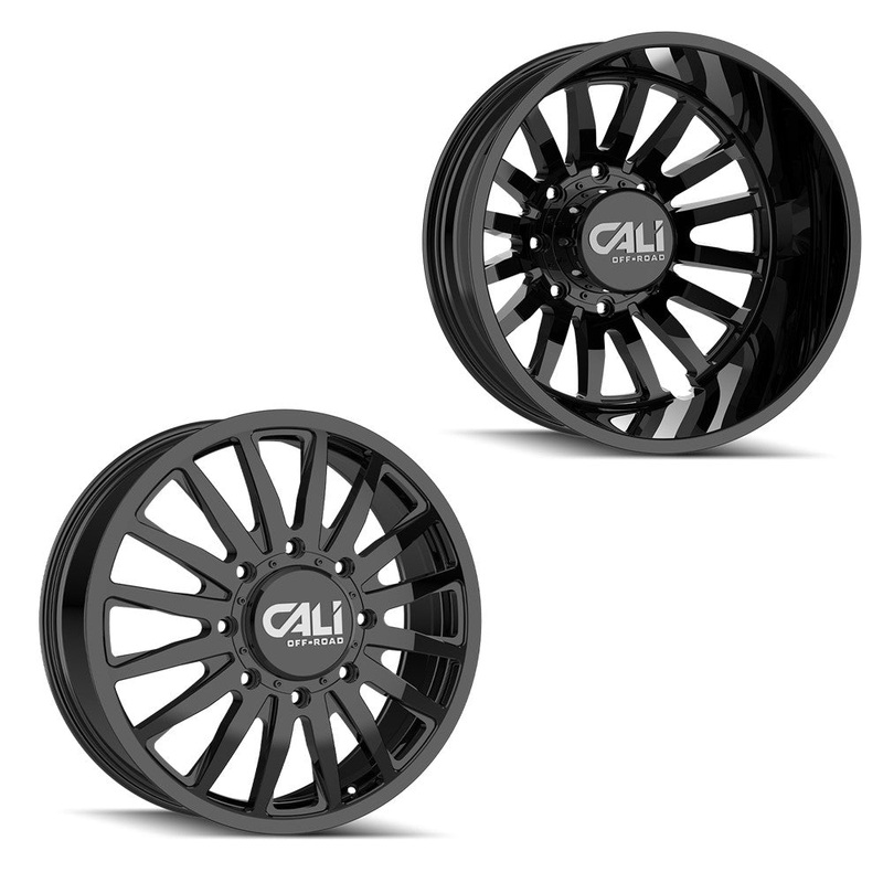 22×8.25 CALI Summit 9110D Gloss Black PRE-11 GM PRE-19 DODGE Dually Wheels 8×6.5 Set of 6 (Fits UP to 13.50 tire)
