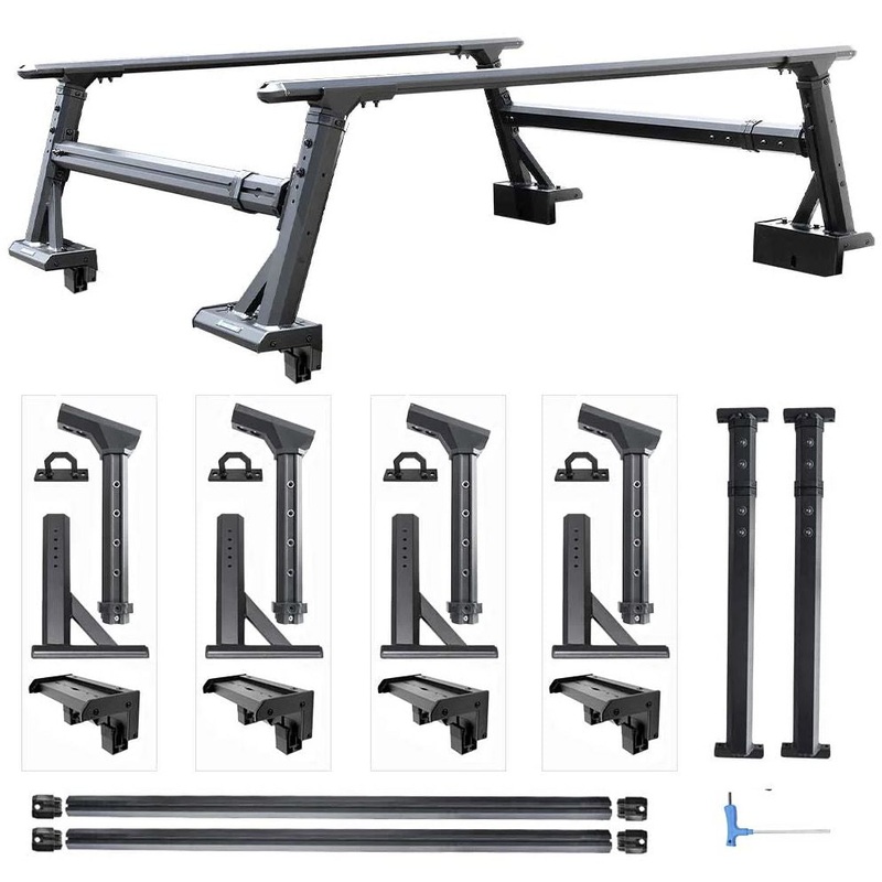 Bed Racks I SYNETICUSA Universal Aluminum Adjustable Heavy-Duty (Direct Bolt-on) Truck Bed Ladder Rack (Fits 6′ to 8′ Truck Bed Length Only)