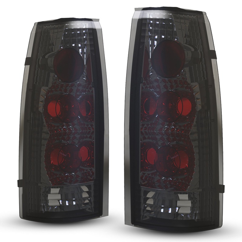 For Chevrolet 1992-1994 Blazer/1988-1998 CK/1992-1999 Suburban/1995-1999 Tahoe, GMC 1988-1998 CK/1992-1999 Suburban/1992-1999 Yukon, Cadillac 1999-2000 Escalade Tail Lights – Chrome / Smoke