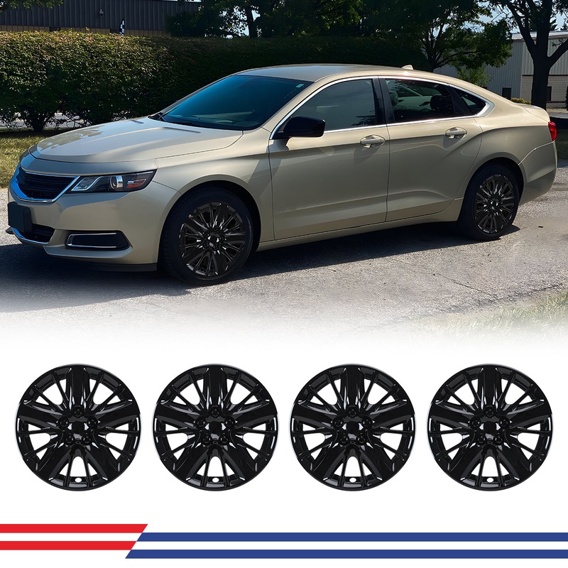 WINJET 18′ Hubcaps Wheel Rims Cover for 2014-2020 CHEVY IMPALA – Black Lacquer
