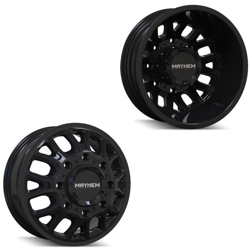 17×6.5 Mayhem 8107D Cogent Gloss Black 05-UP FORD 19-UP DODGE DUALLY Wheels 8×200 Set of 4 (Fits Stock Tire Sizing)