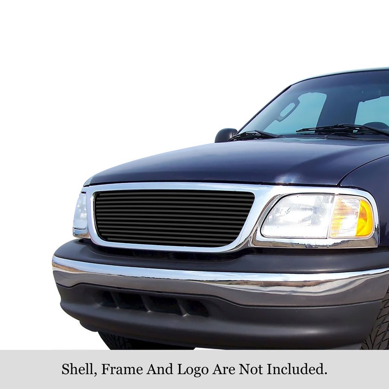 APS GR06FEG12J Main Upper Black Stainless Steel Billet Grille Fits 1999-2003 Ford F-150