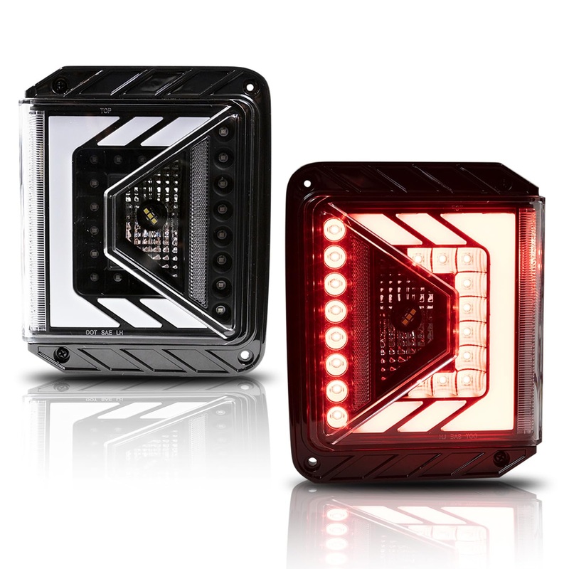 For 2007-2018 Jeep Wrangler JK LED Tail Lights Replacement – Matte Black/Clear