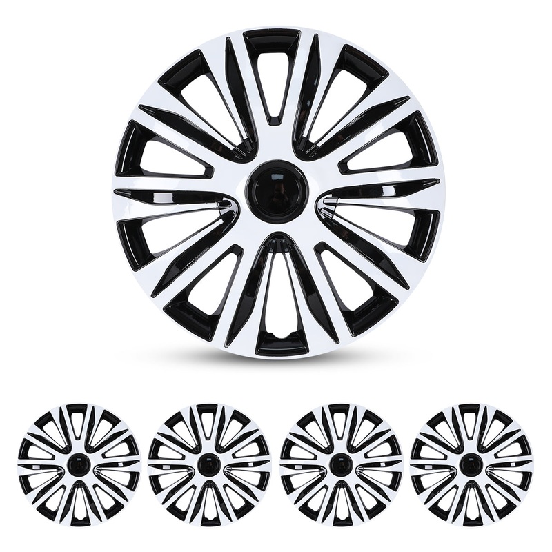 WINJET 15 inch Hubcaps Wheel Covers 5083 – Black & White Lacquer