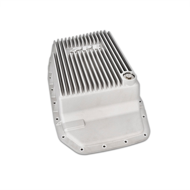 07-19 F150/Expedition/Navigator, 17-19 Super Duty 6R80/6R100 Cast Aluminum Transmission Pan Brushed Pacific Performance Engineering