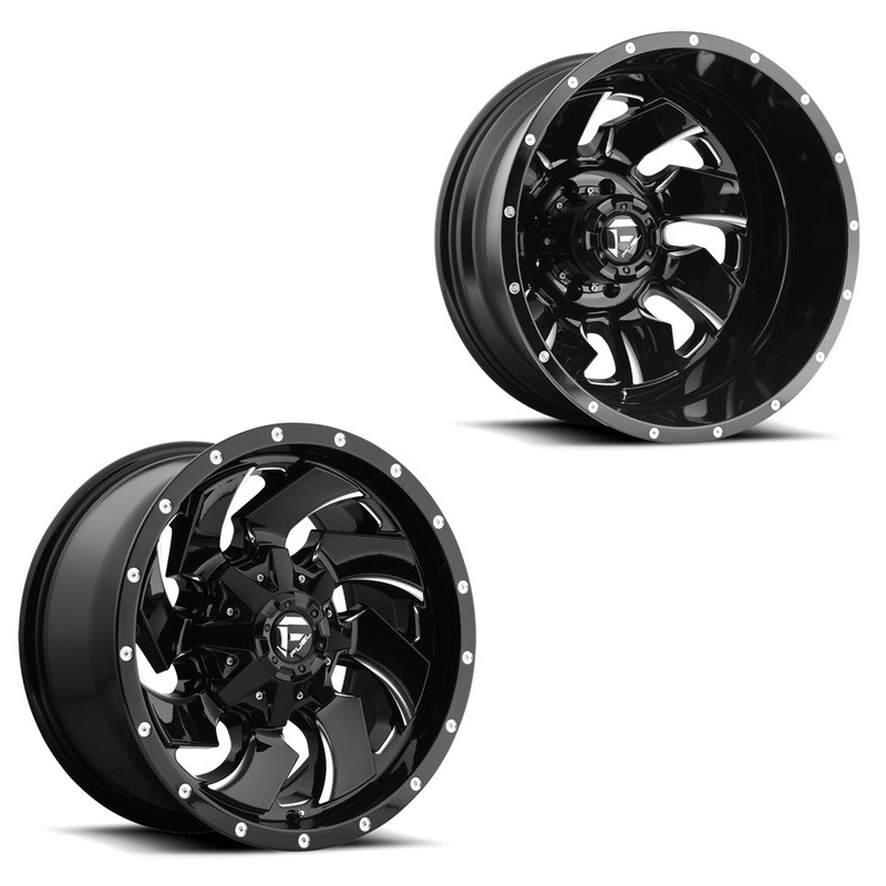 20×10 Fuel D574 Cleaver Gloss Black Milled 99-04 FORD DUALLY SUPER SINGLE Wheels 8×170 Set of 6 (Fits UP to 12.50 tire)