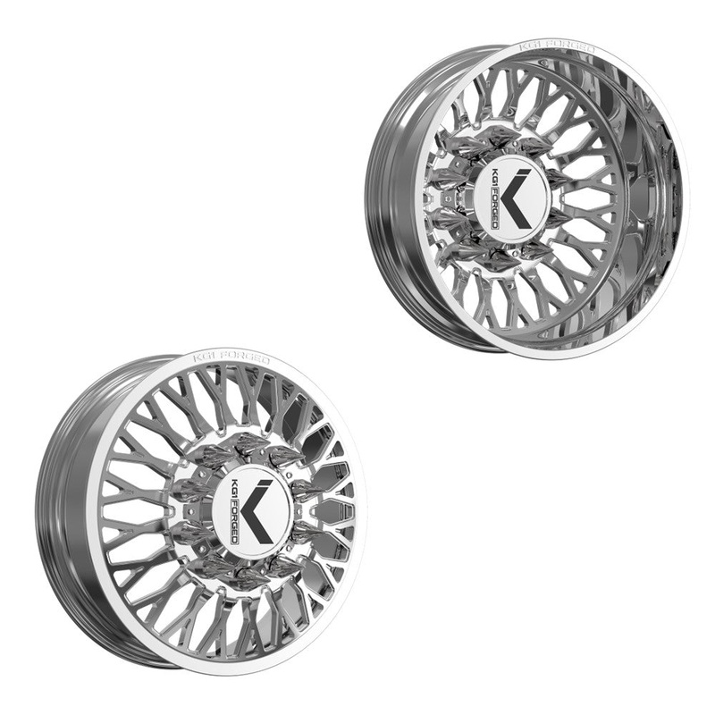 22×8.25 KG1 Forged KD049 Jacked-D Polished PRE-11 GM PRE-19 DODGE DUALLY Wheels 8×6.5 Set of 6 (Lug Nuts/Adapters Included) Fits UP to 13.50 tire