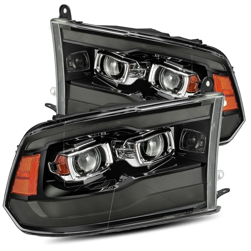 ALPHAREX 2009-2018 Ram Truck MK II PRO-Series Halogen Projector Headlights Jet Black