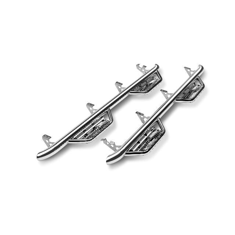 RealTruck Podium SS Steps Compatible with Jeep Wrangler JKU | Wheel-to-Wheel, Stainless Steel, Polished | HPJ0764-SS | Compatible with Jeep Wrangler JKU, 4 Door All, SRW Gas. 2007-2018