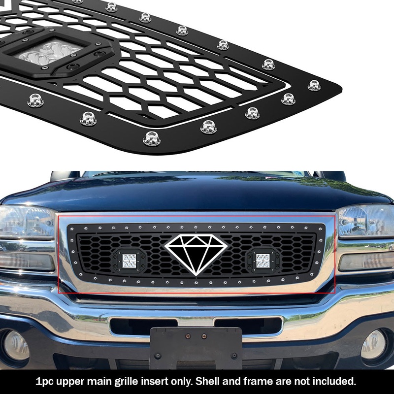 APS GR07LEA56L Main Upper Rivet Grille Fits 2003-2006 GMC Sierra 1500