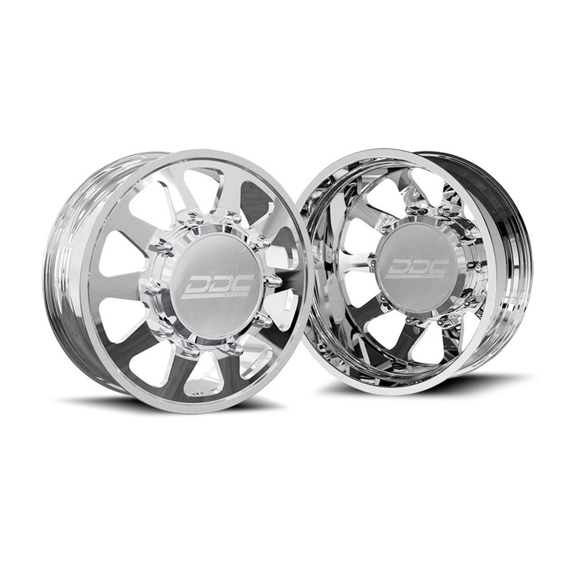20×8.25 DDC Ten Polished PRE-11 GM PRE-19 DODGE PRE-99 FORD FORGED DUALLY Wheels 8×6.5 Set of 6 (Lug Nuts AND Billet Lug Covers Included) Fits UP to 12.50 tire