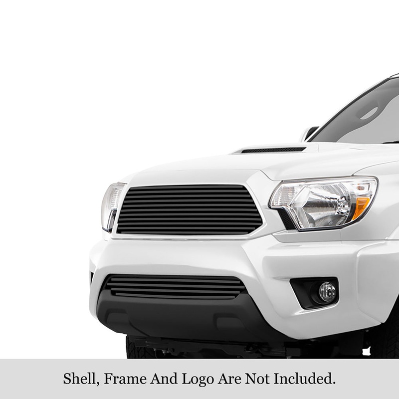 APS GR20HAA91J Main Upper&Lower Bumper Black Stainless Steel Billet Grille Fits 2012-2015 Toyota Tacoma