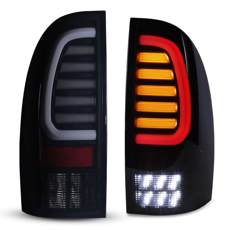 For 2005-2015 Toyota Tacoma LED Sequential Tail Light w/Yellow Turn Signal – Black / Smoke