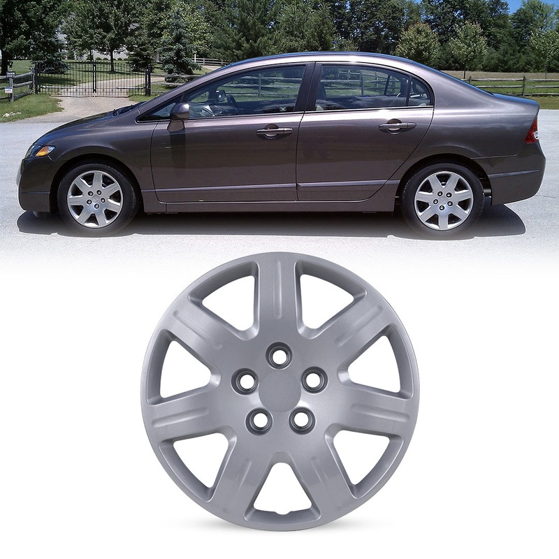 WINJET 16′ Hubcaps Wheel Rims Cover for 2006-2011 Honda Civic (1pc) – Sliver