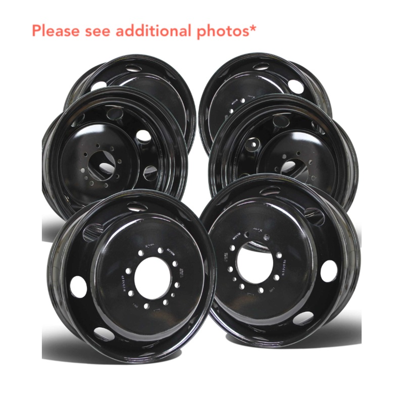 19.5×6.00 8×6.5″ Black Steel (Dodge Ram 3500 1994-2018) SET OF 7 SPARE INCLUDED (returned kit)