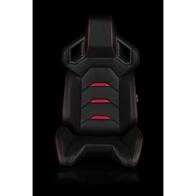 Universal BRAUM ALPHA-X SERIES RACING SEATS (BLACK & RED)  PAIR