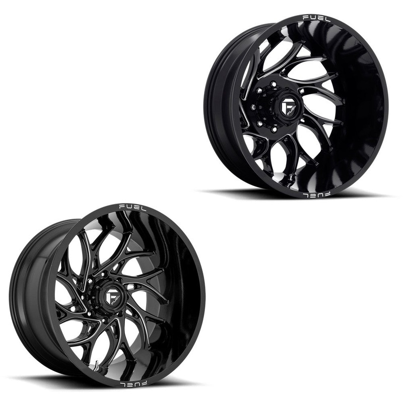 22×12 Fuel D741 Runner Gloss Black Milled 19-UP DODGE DUALLY SUPER SINGLE Wheels 8 Lugs Set of 6 (Fits UP to 12.50 tire)