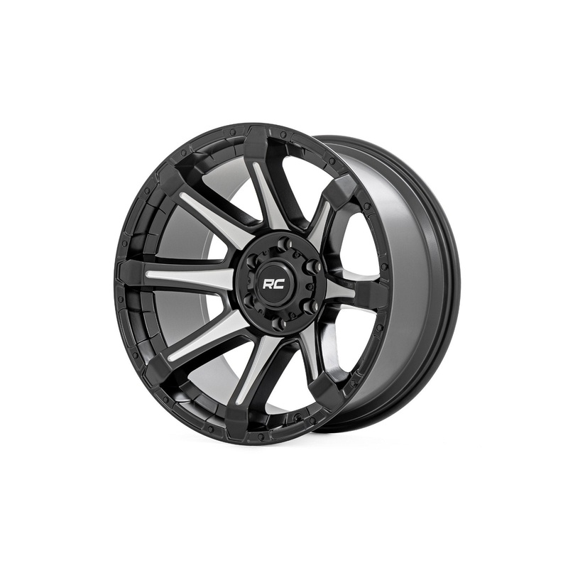 Rough Country 81 Series Wheel | One-Piece | Semi Gloss Black w/machined spokes | 20×10 | 6×5.5 | -19