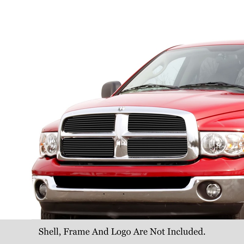 APS GR04FEG20J Main Upper Black Stainless Steel Billet Grille Fits 2002-2005 Dodge Ram