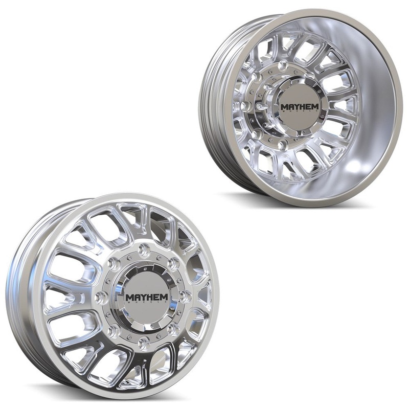 17×6.5 Mayhem 8107D Cogent Polished 11-UP GM DUALLY Wheels 8×210 Set of 4 (Fits Stock Tire Sizing)