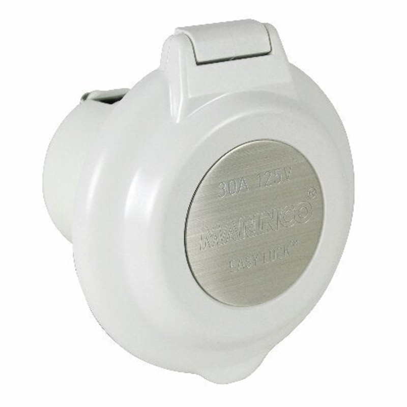Marinco ParkPower 304EL-BRV Contour Power Inlet with Stainless Steel Trim , White