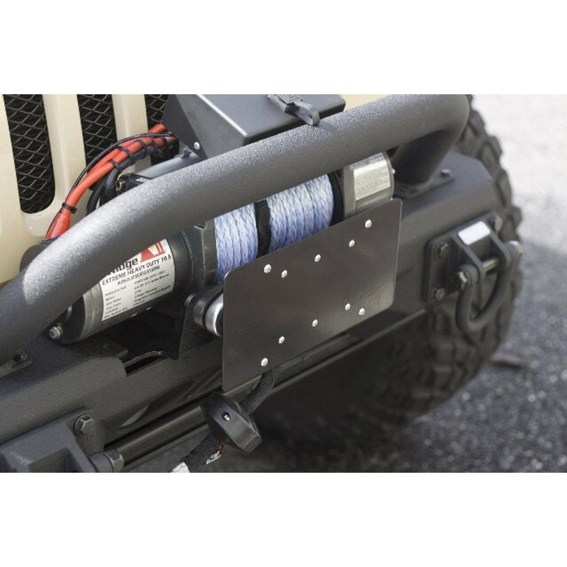 Rugged Ridge | License Plate Mounting Bracket Compatible with Hawse Fairlead | 11238.07