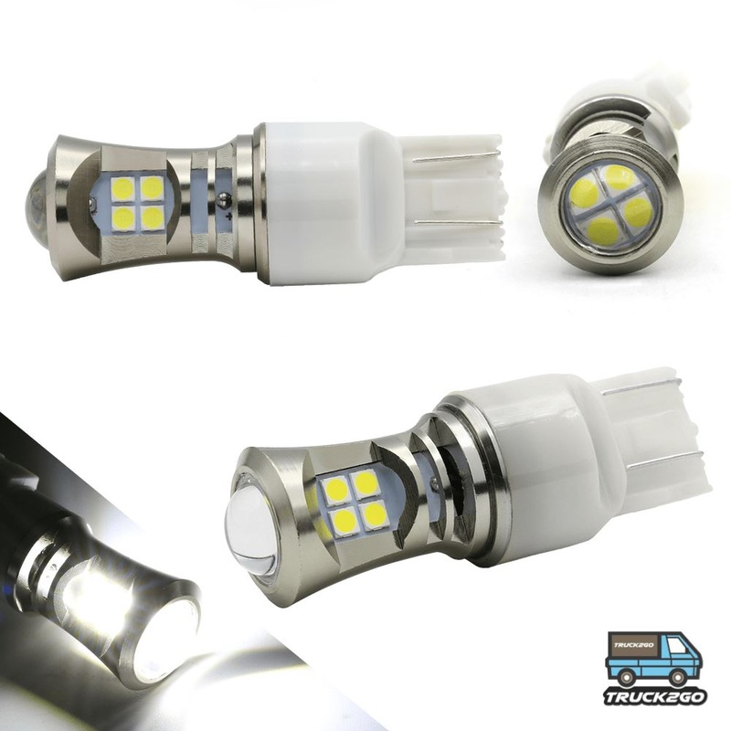 SYNETICUSA 7443 / 7440 Turn Signal – Daytime Running DRL LED Projector Light Bulbs (White)