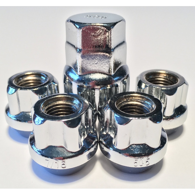 Chrome 7/16 Open End Bulge Acorn Locking Lug Wheel Nut Kit