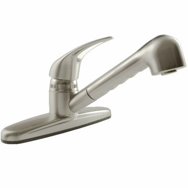 Dura Faucet DF-PK100-SN RV Non-Metallic Pull-Out Kitchen Sink Faucet – Single Handle (Brushed Satin Nickel)