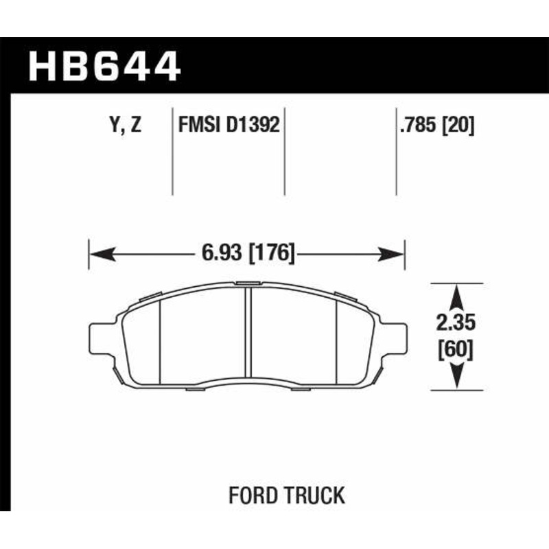 Hawk Performance HB644Y.785 LTS Disc Brake Pad Fits 08-09 F-150