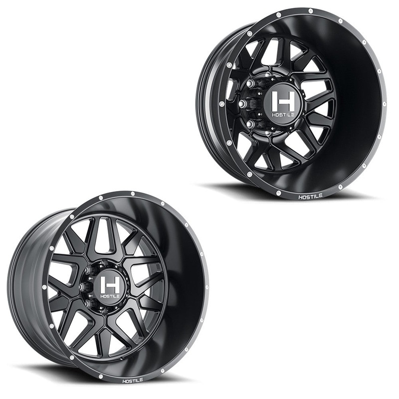 20×12 Hostile H402 Diablo Asphalt (Matte Black) PRE-11 GM PRE-19 DODGE DUALLY SUPER SINGLE Wheels 8×6.5 Set of 6 (Fits up to 12.50 tire)