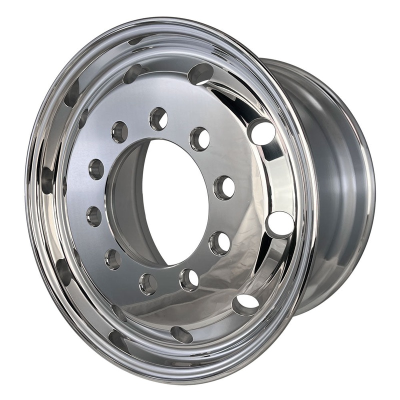22.5×12.25 Northstar 10×11.25″ Stud Pilot Mirror Polish Flat Face Wheel Front Only (4.68″ offset)