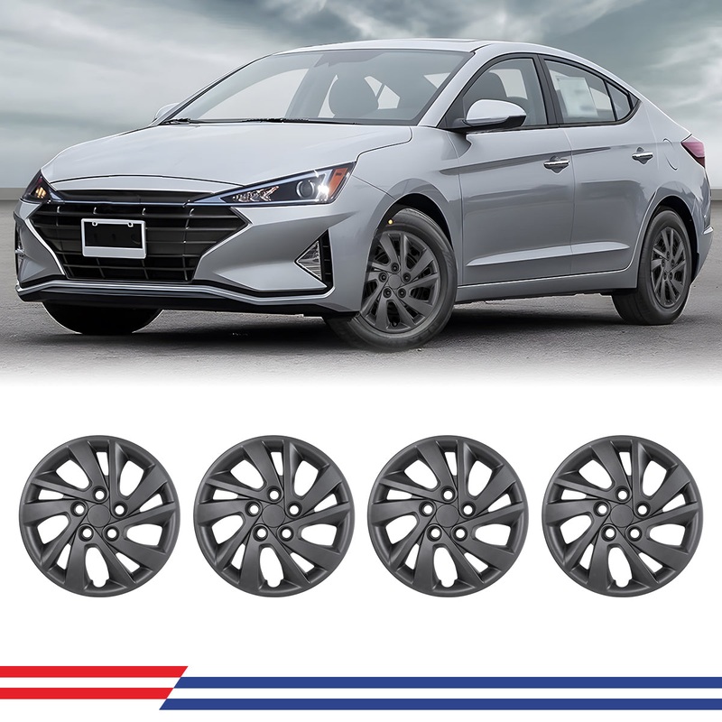 WINJET 15′ Hubcaps Wheel Rims Cover for 2017-2020 Hyundai Elantra Sedan – Matte Black
