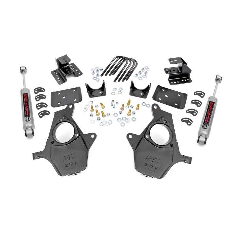 2 Inch Lowering Kit | 4 Inch Rear Lowering | Alum/Stamped Knuckle | Chevy/GMC 1500 (14-18)