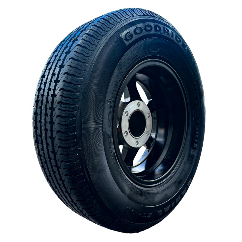 GOODRIDE ST100 225/75R15 10PR Trailer Tires on Classic 601 BMF 6Lug Aluminum Wheel