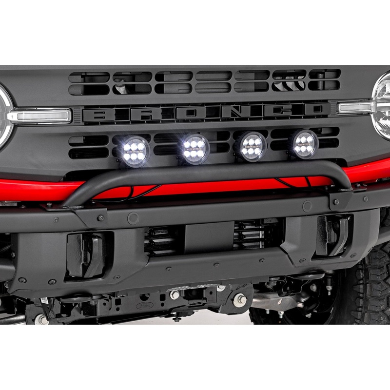 Light Bar Mount | 3.5″ Round LED (Quad) | Black | Amber DRL | OE Modular Steel | Ford Bronco (21-24)