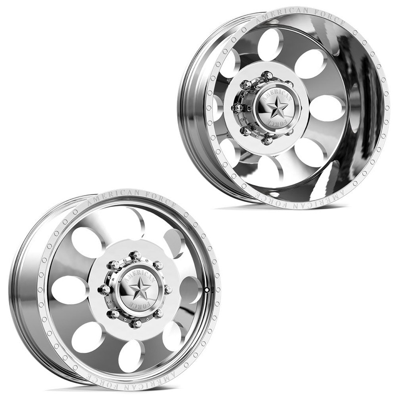 20×8.25 American Force DB01 Radial Polished PRE-19 DODGE DUALLY Wheels 8×6.5 Set of 6 (Fits UP to 12.50 tire)
