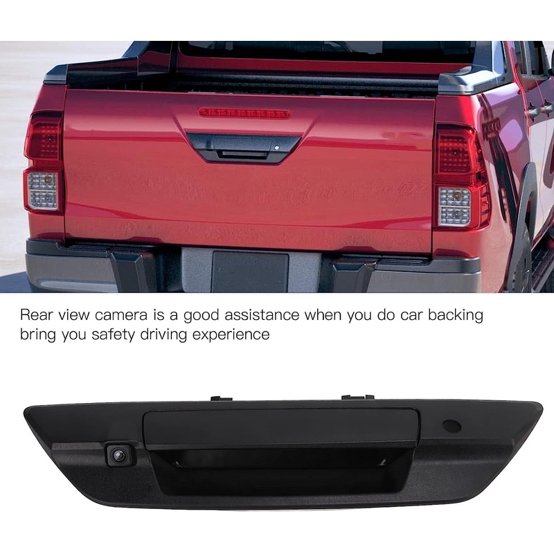 FENZA Black Tailgate Handle w/Rear View Camera, Key Hole for Toyota Hilux 2016-2021