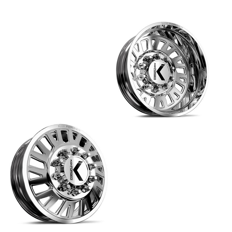 24×8.25 KG1 Forged KD001 Master Polished 05-UP FORD Wheels 8×200 Set of 6 (Lug Nuts/Adapters Included) Fits UP to 13.50 tire