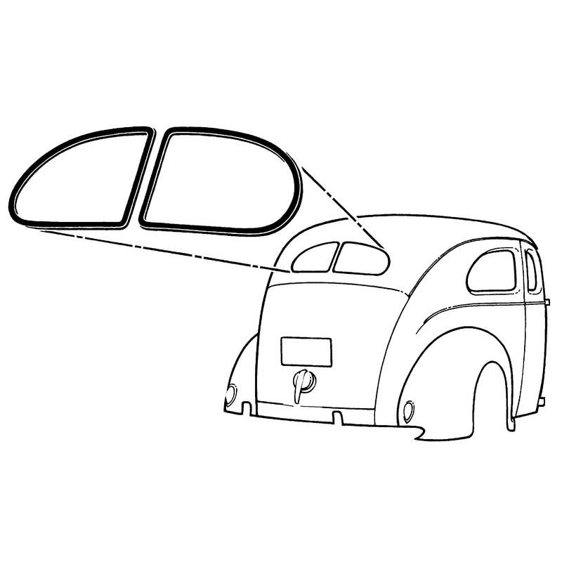 Rear Window Glass Pattern; 1938 Deluxe Sedan, 1939-40 Sedan