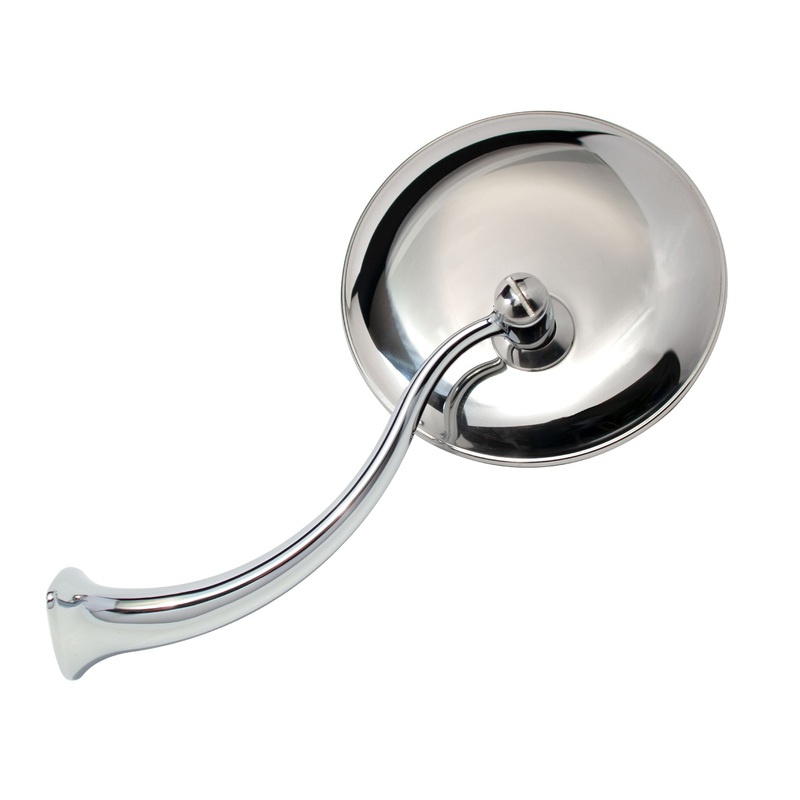 Swan Neck Rearview Mirror w/ Round Head, LH