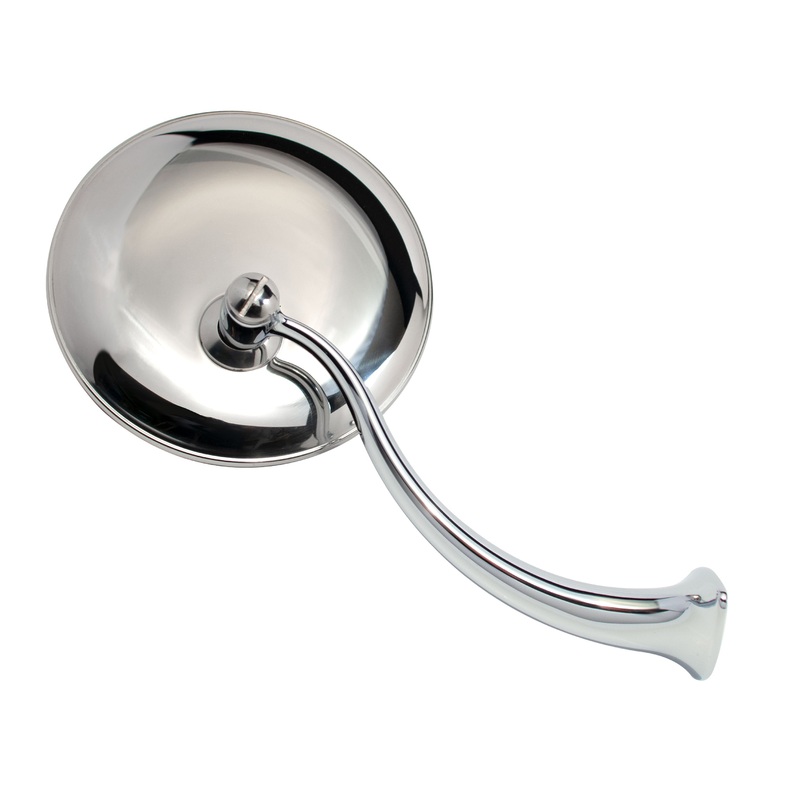 Swan Neck Rearview Mirror w/ Round Head, RH