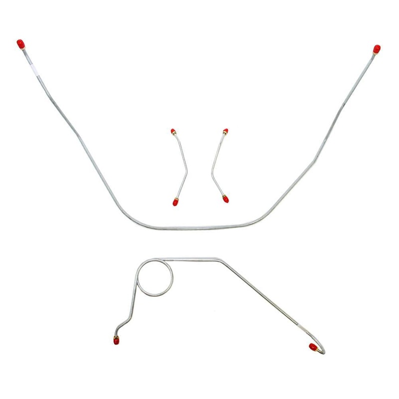 58-64 Bel Air, Impala Power Disc Front Brake Line Kit; Stainless