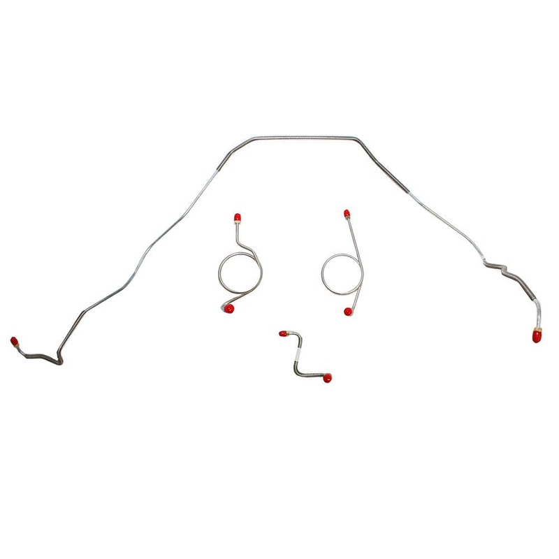 67-68 Bel Air, Impala Power Drum Brakes, Front Brake Line Kit; Stainless
