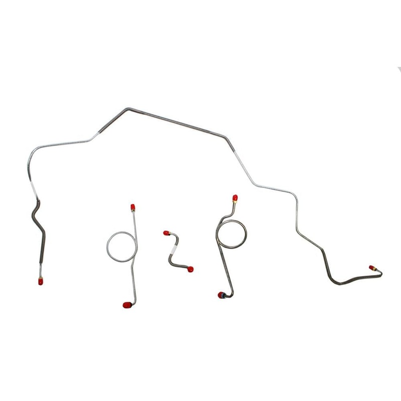 67-68 Bel Air, Impala Standard Drum Brakes, Front Brake Line Kit; Stainless
