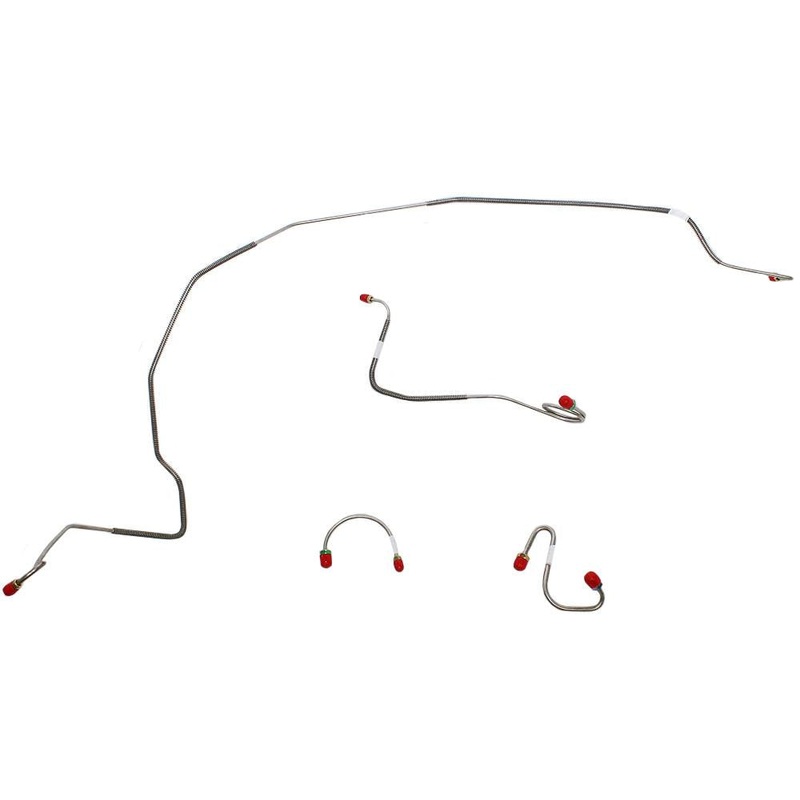 67-68 Firebird Power Drum Front Brake Line Kit; Stainless