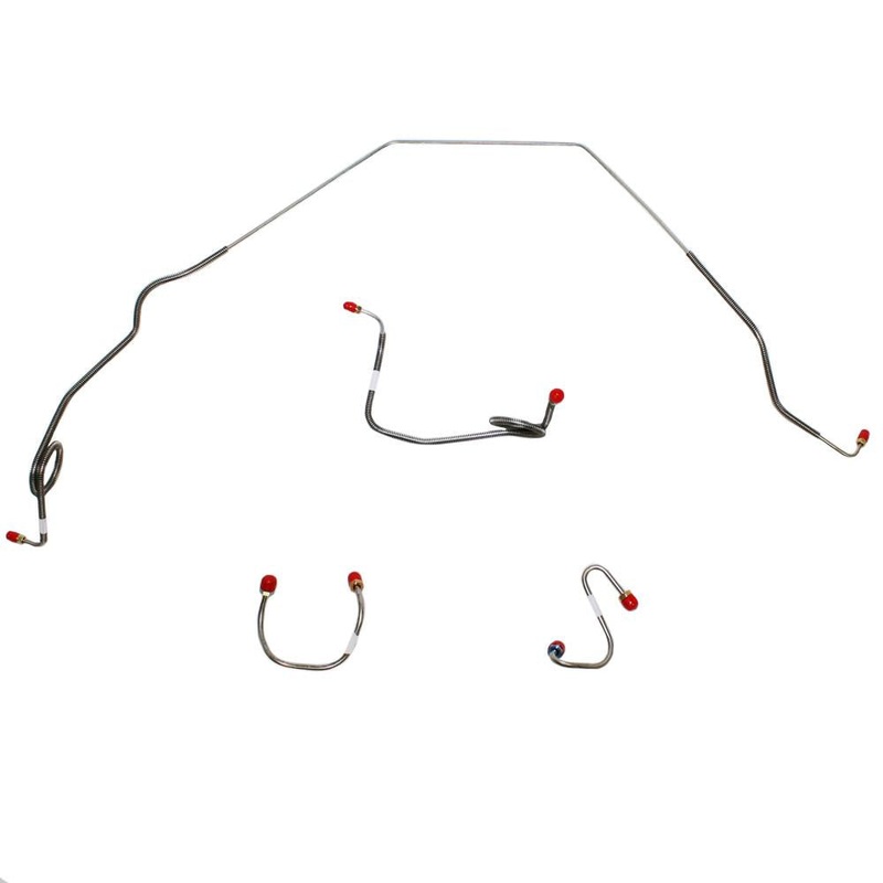 69′ Pontiac Firebird, Standard Drums, Front 4pc Brake Line Set; Stainless