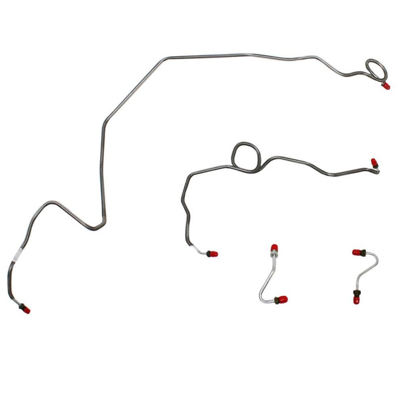89-92′ Chevy Camaro/Pontiac Firebird w/ 5.0L/5.7L 8cyl, 2nd Design Course Threads in M/C, Front 4pc Brake Line Set; Stainless
