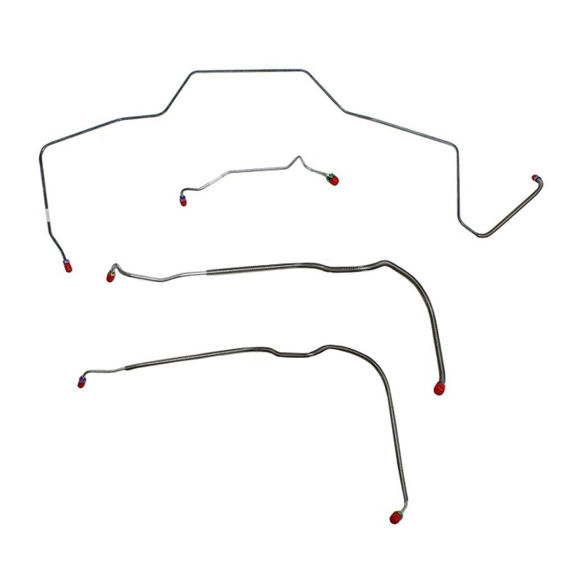 68′ Chevy Malibu, Chevelle, El Camino, (Except Super Sport) w/ Power Drum Brakes, Front 4pc Line Set; Stainless