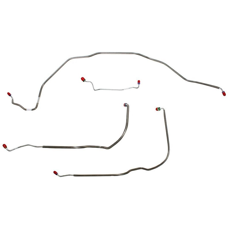 69-72′ Chevy Chevelle, Malibu, El Camino w/ Power Drum Brakes, Front 4pc Brake Line Set; Steel